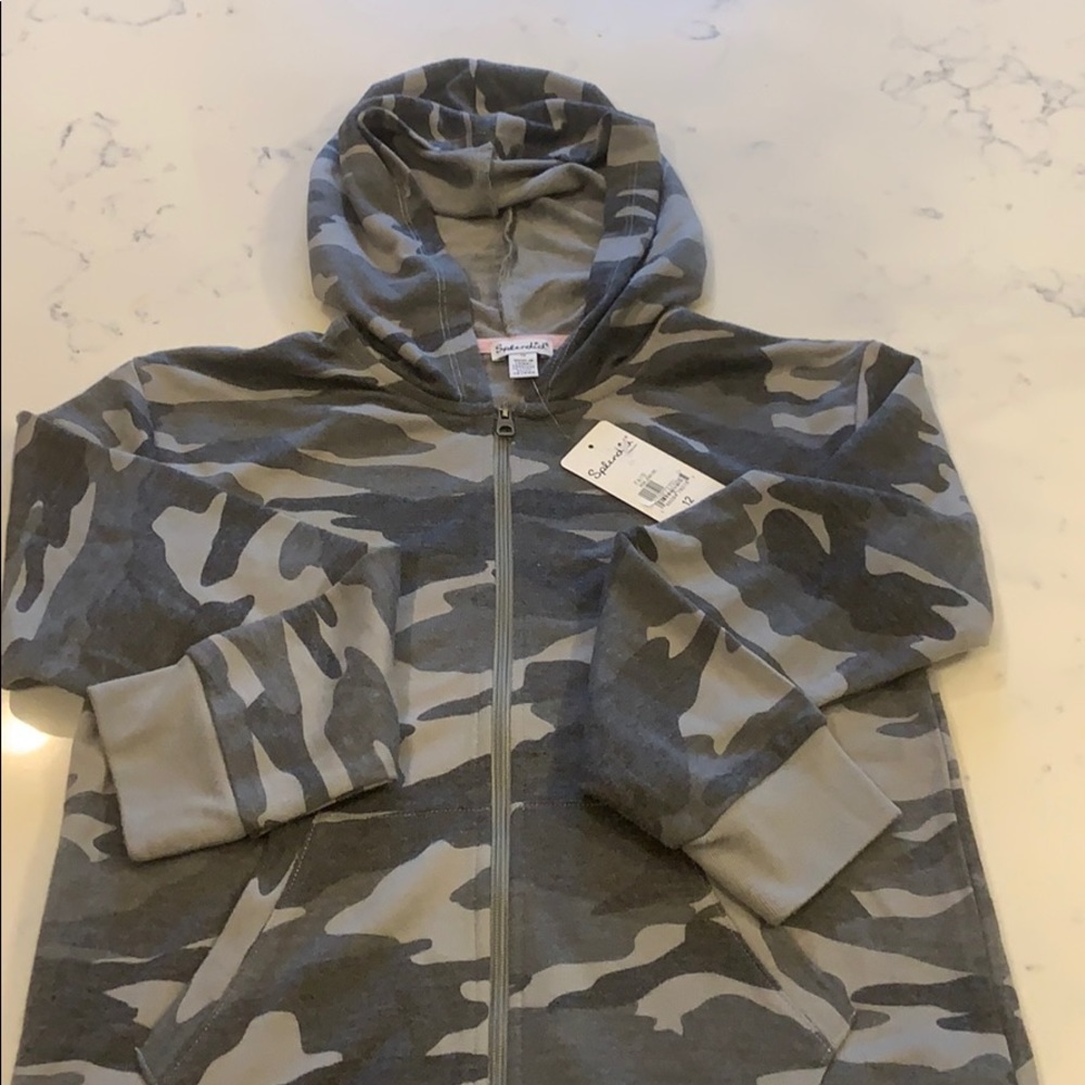 Girls 10 12 splendid camo zip up hoodie